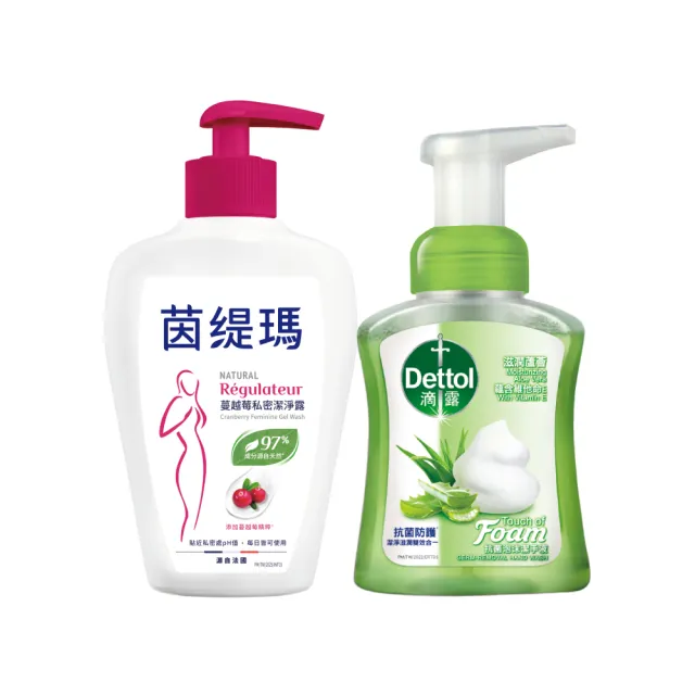 【茵緹瑪】蔓越莓私密潔淨露(200ml/瓶)+滴露滋潤蘆薈除菌泡沫潔手液(250ml/瓶)
