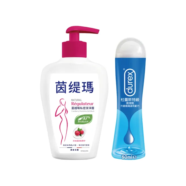 【茵緹瑪】蔓越莓私密潔淨露(200ml/瓶)+杜蕾斯特級潤滑劑(50ml/瓶)