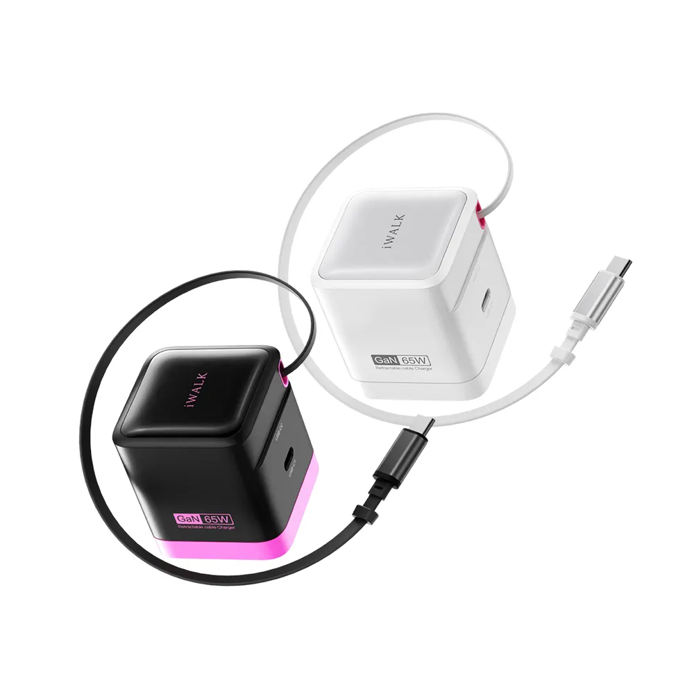 【iWALK】隨拉充65W氮化鎵GaN快充充電器/ADL035顏色任選(Type-C自動收線/隱藏插頭)
