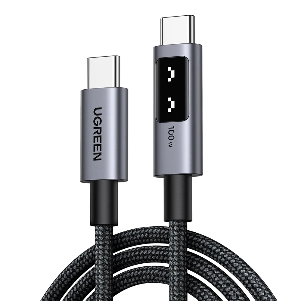 【綠聯】綠聯 小機器人 100W 雙USB-C 深空灰 充電線/傳輸線 3公尺(UGREEN/PD快充/Type-C/編織線/C-C/3M)