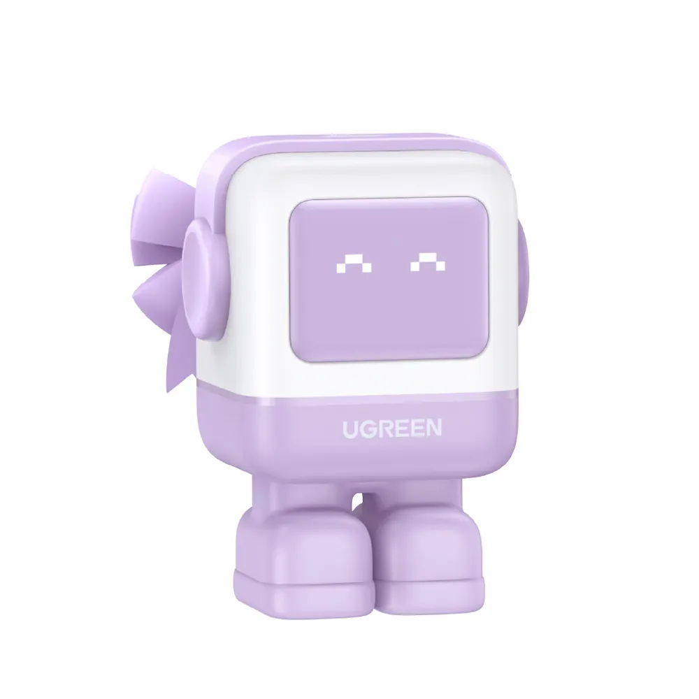 【綠聯】綠聯 小機器人 65W 2C1A GaN充電器 粉紫色(momo獨家優惠組合)