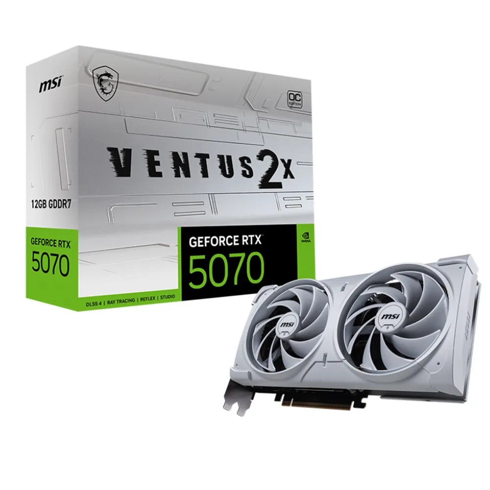 【MSI 微星】顯卡+電源組合★GeForce RTX 5070 12G VENTUS 2X OC WHITE 顯示+MAG A750GL PCIE5 80PLUS 750W