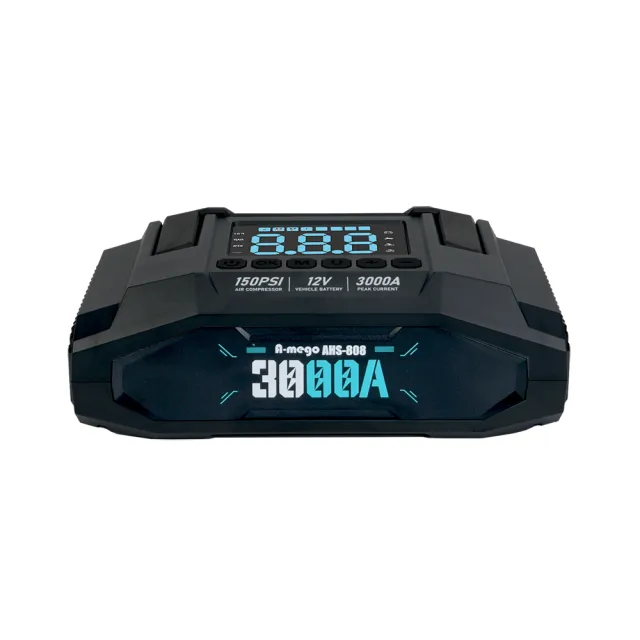 【A－mego】AHS-808｜「官方旗艦店」賽道黑曜版 20000mAh 4in1 旗艦級 25mm大氣缸極速打氣機・強悍救車電霸