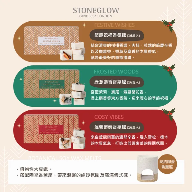 【STONEGLOW】年度節慶系列香氛蠟 206g(加贈美人皂100g+皂盤組)(多款任選)