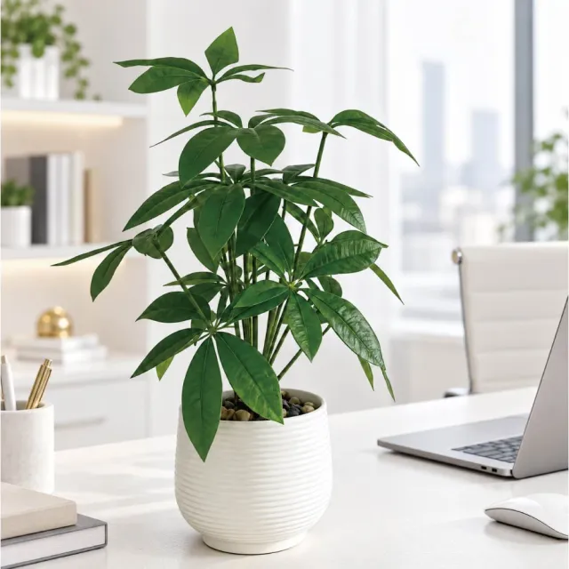 【Floral M】室內桌上型旺旺發財樹37cm仿真綠植(人造植栽/仿真樹/室內佈置/居家裝飾/桌上型植栽)