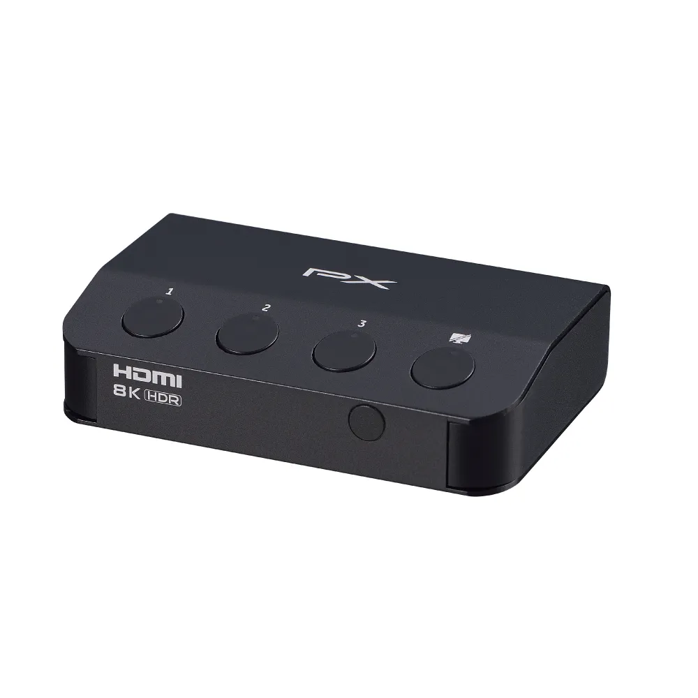 【PX 大通】HD2-318X 3進1出 HDMI 2.1版8K電競獨立3-KEY切換分配器 (PS5/Switch/PC電競專用/獨立3-KEY快切)