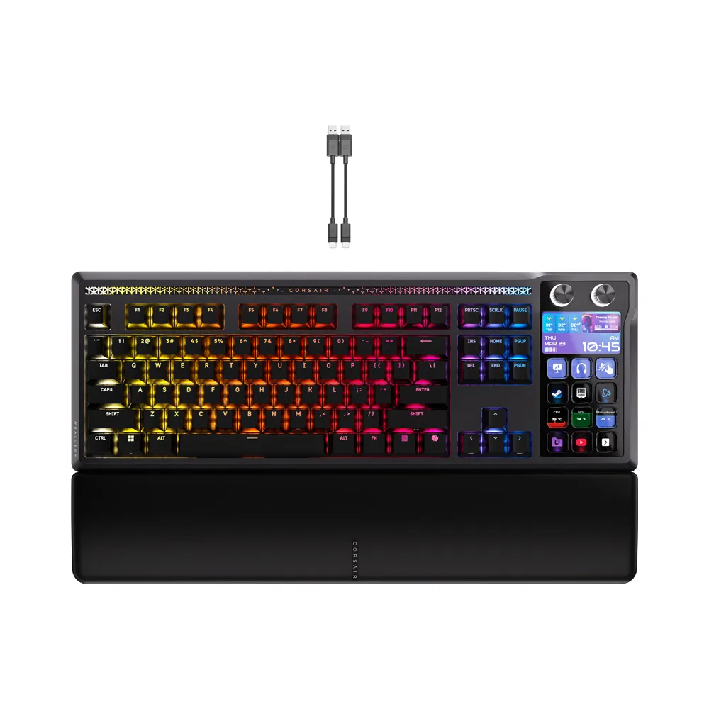 【CORSAIR 海盜船】GALLEON 100 海皇SD多媒體 5吋LCD RGB機械鍵盤(紫軸/黑)