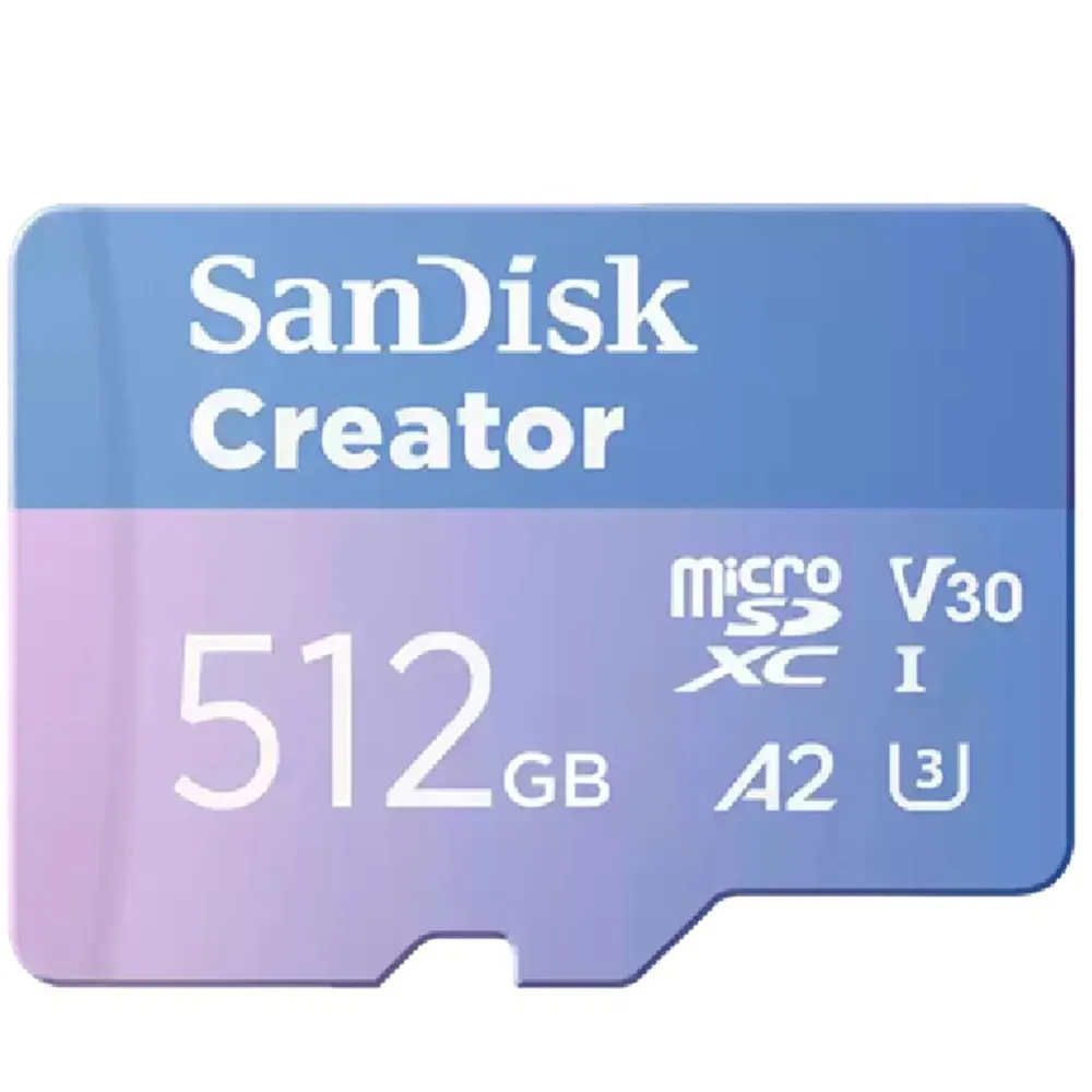 【SanDisk 晟碟】512GB Creator microSDXC 190MB/s UHS-I U3 A2 V30 記憶卡