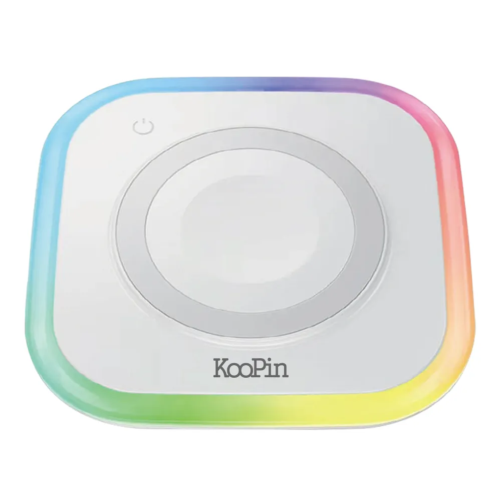 【KooPin】台灣製造 炫彩LED三用磁吸15W無線充電器/充電盤(夜燈/手機/Watch/Airpods)