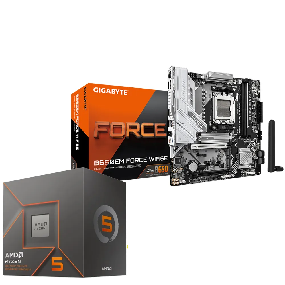 【GIGABYTE 技嘉】C+M 組合套餐 AMD Ryzen 5 8500G 處理器+B650EM FORCE WIFI6E 主機板(DIY-I748)