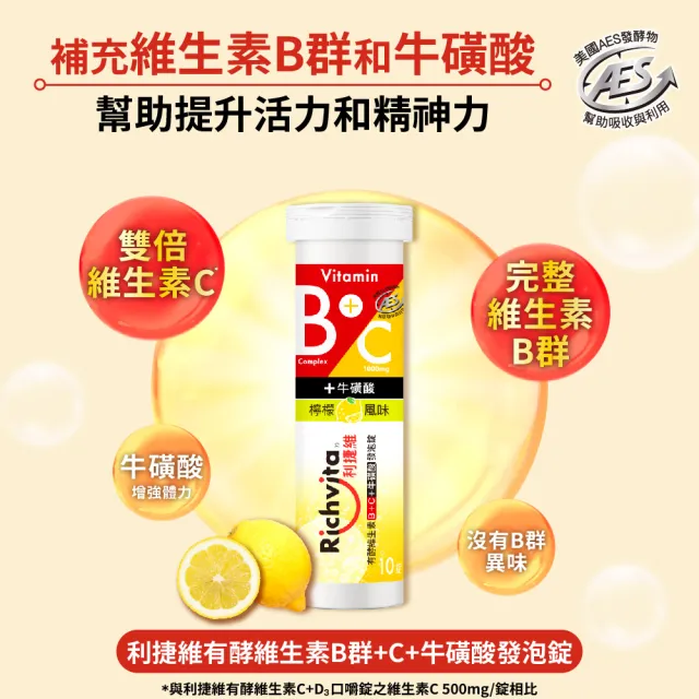 【利捷維】雙11限定_有酵維生素發泡錠10錠9入組 陳傑憲代言(2款任選 維生素C 牛磺酸 維生素D 鋅)
