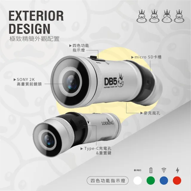 【LOOKING 錄得清】贈128G記憶卡 DB5S 2025最新前後雙錄機車行車記錄器(機車行車紀錄器)