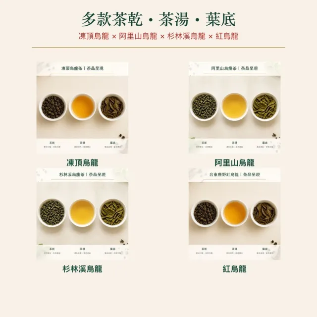 【台灣茶葉產銷協會】凍頂4兩＋阿里山4兩＋杉林溪2兩＋紅烏龍4兩 四茶4入組｜罐裝