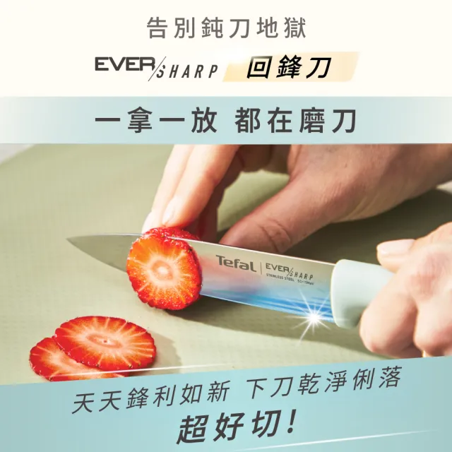 【Tefal 特福】Eversharp 回鋒刀Daily系列刀具三件組-粉霧綠