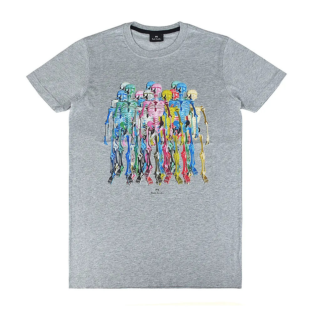 【Paul Smith】PAUL SMITH LOGO純棉骷顱骨架短袖T恤(男款/灰)