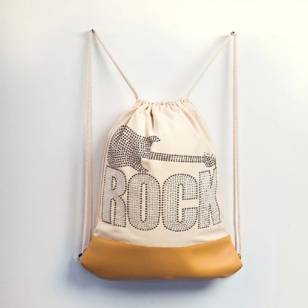 【GFSD璀璨水鑽精品】雙11 就是愛搖滾!ROCK&ROLL吉他(搖滾抽繩束口後背包)
