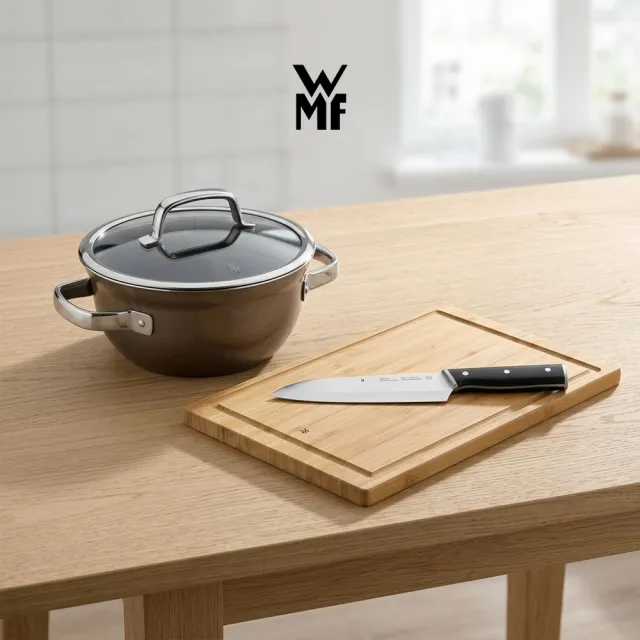 【WMF】Fusiontec Mineral調理鍋20cm(陶晶鍋 陶鋼鍋) +Sequence三德刀18cm+竹製砧板