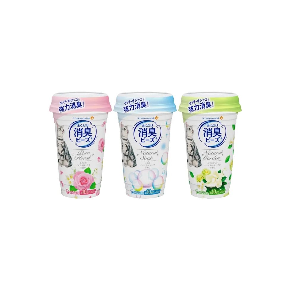 【Unicharm Pet 消臭大師】貓砂盆消臭粒 450ml*4入組(貓廁除臭劑)