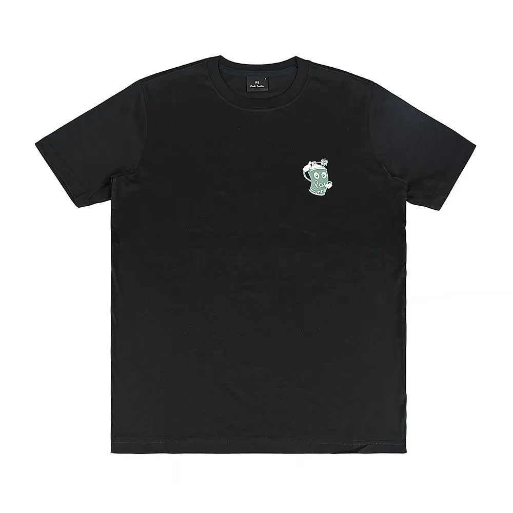 【Paul Smith】PAUL SMITH 白字LOGO顏料噴漆罐造型圓領短袖T恤(男款/黑)