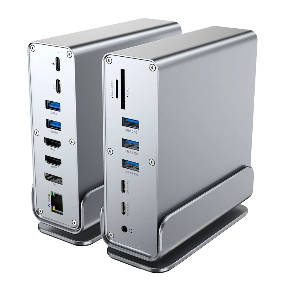 【ANTIAN】Type-C 15合1桌面立式HUB轉接器 RJ45千兆網絡轉接頭 Mac筆電USB集線器