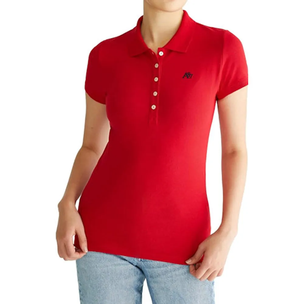 【Aeropostale】2025女時尚字母標誌紅色短袖POLO-網