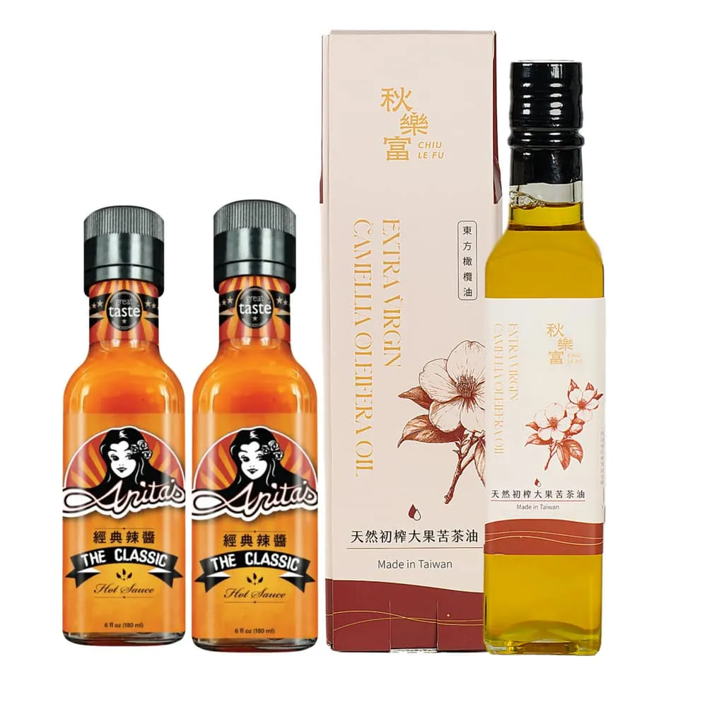 【安妮塔辣椒醬 秋樂富】經典辣醬*2+大果苦茶油250ml*1瓶(共3瓶)