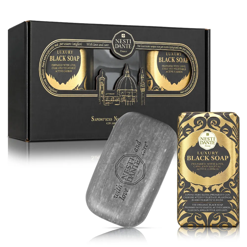 【Nesti Dante】義大利手工皂-尊寵黑金淨化皂禮盒250g×2入(送原廠紙袋)
