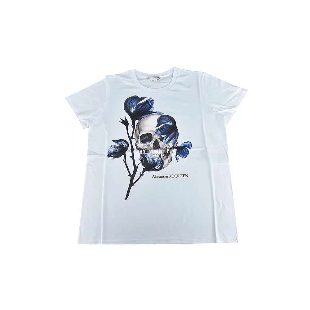 【ALEXANDER MCQUEEN】McQUEEN 風鈴草骷顱頭印花短袖T-Shirt(白)