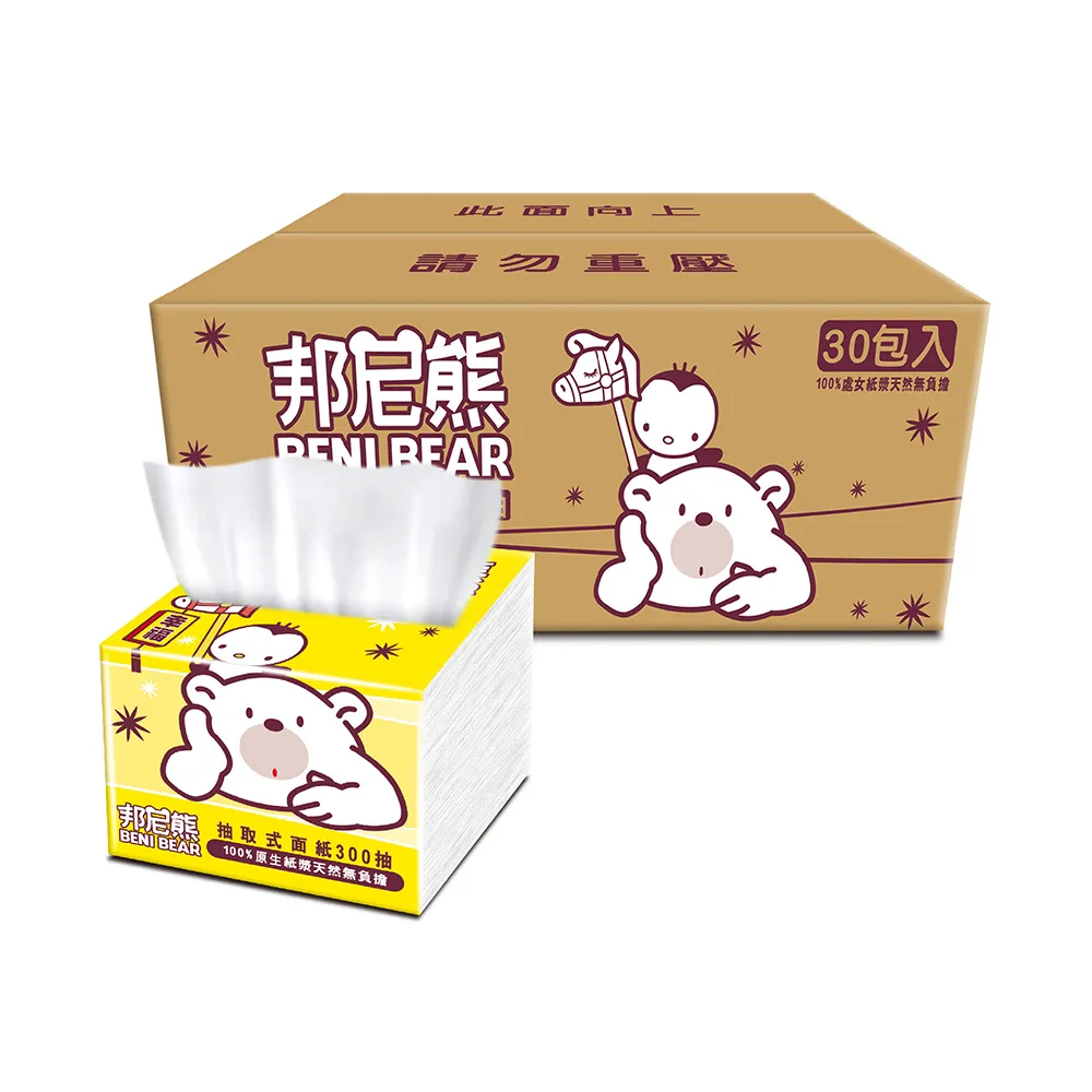 【Benibear 邦尼熊】抽取式餐巾紙(300抽30入/箱)