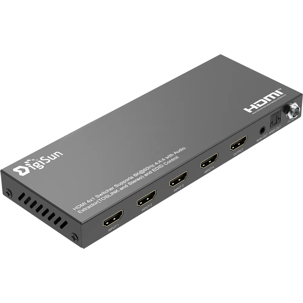 【DigiSun 得揚】QHA9541 8K HDMI 2.1 四進一出切換器+音訊擷取器