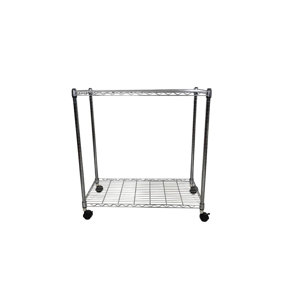 【Qi Mei 齊美】MIT耐重鐵力士鍍鉻萬用收納二層架90x45x95cm-附輪(外銷日本/倉儲架/鐵架/收納架/置物架)