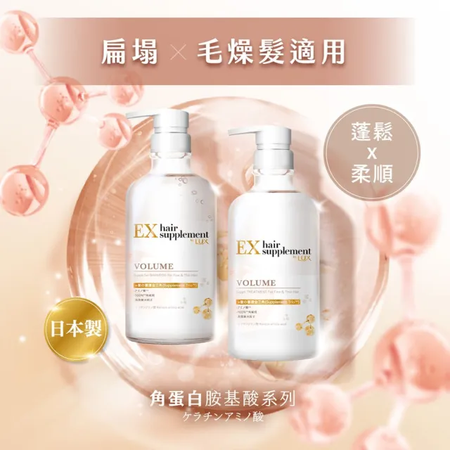 【LUX 麗仕】雙11限定★日本製髮的補給 胺基酸洗髮精/護髮乳450gx3入(絲蛋白/膠原蛋白/角蛋白/冰河水)