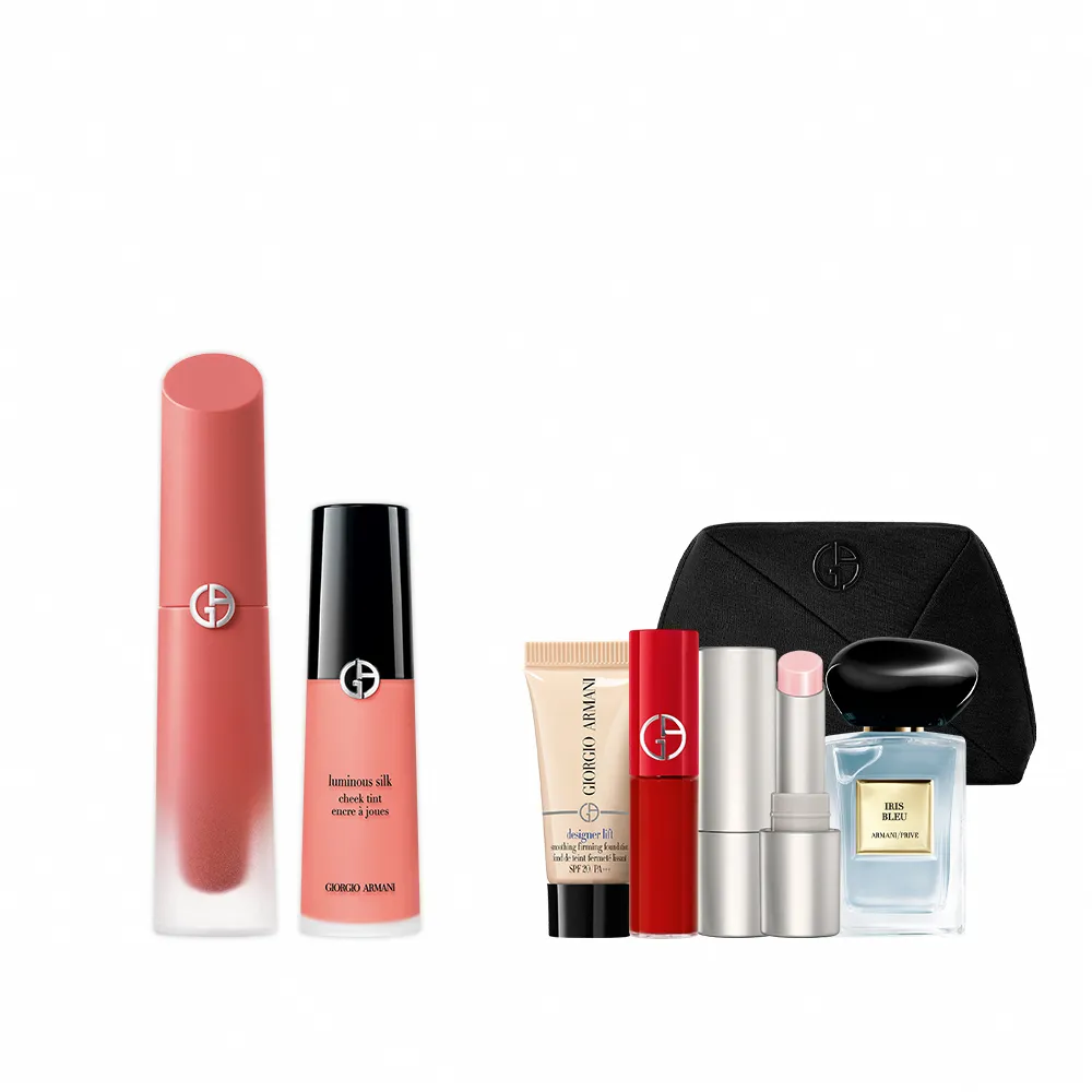 【ARMANI 亞曼尼】奢華絲緞水唇釉+絲光腮紅組(威尼斯唇釉)