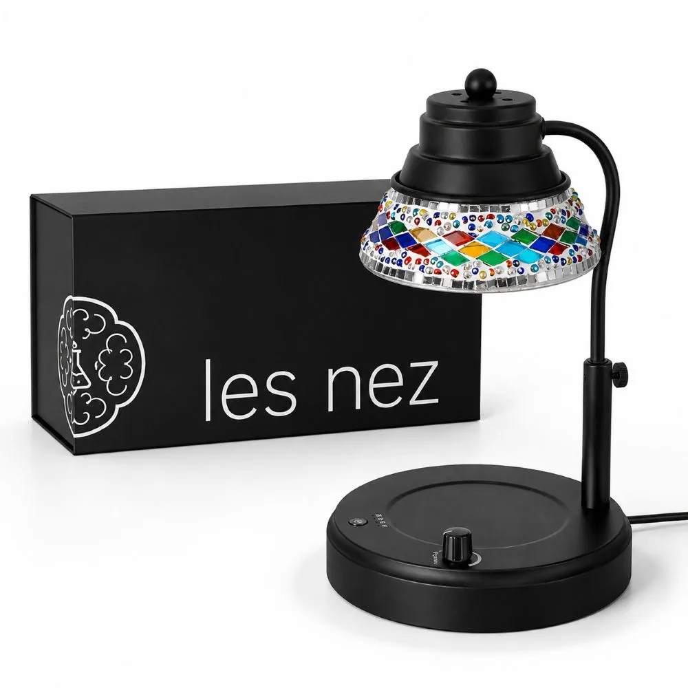 【Les nez 香鼻子】七彩香氛融蠟燈土耳其風手工拼貼玻璃(附燈泡 定時 調節亮度禮物)