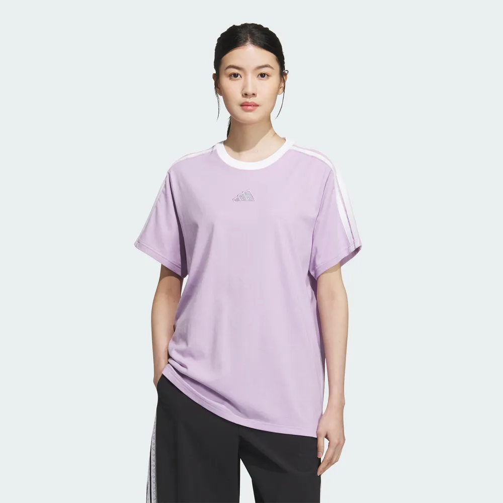 【adidas 愛迪達】S Bf Tee 女 T恤 運動上衣 休閒短袖 紫 白 亞版(KB7760)