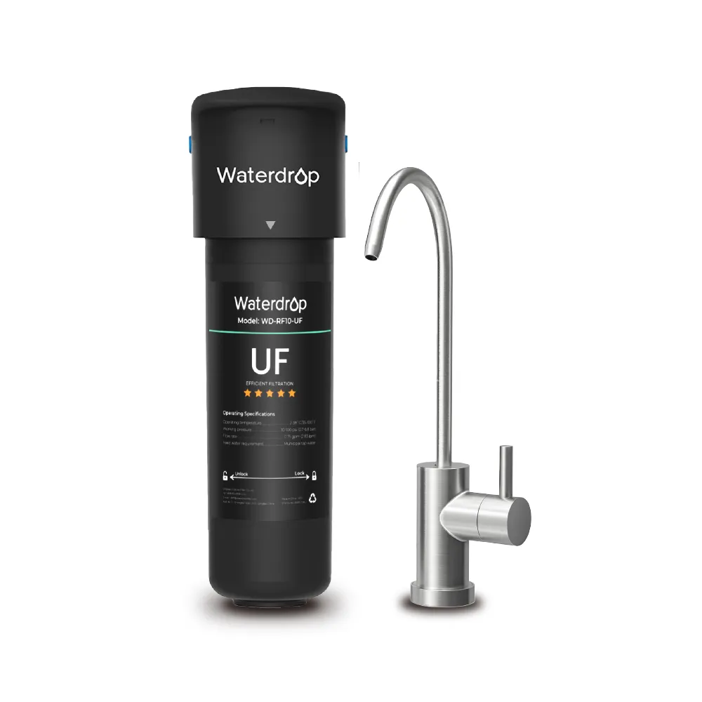 【Waterdrop】櫥下型 10UB 超濾中空絲膜生飲淨水器(原裝不鏽鋼龍頭/處理水量41630公升)