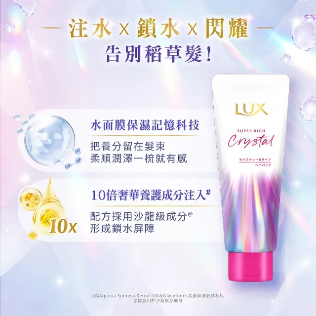 【LUX 麗仕】日本製極輕光護膜洗髮精450ml/髮膜180ml任選3入(頭髮雨衣 護色聚光/蓬鬆修護)