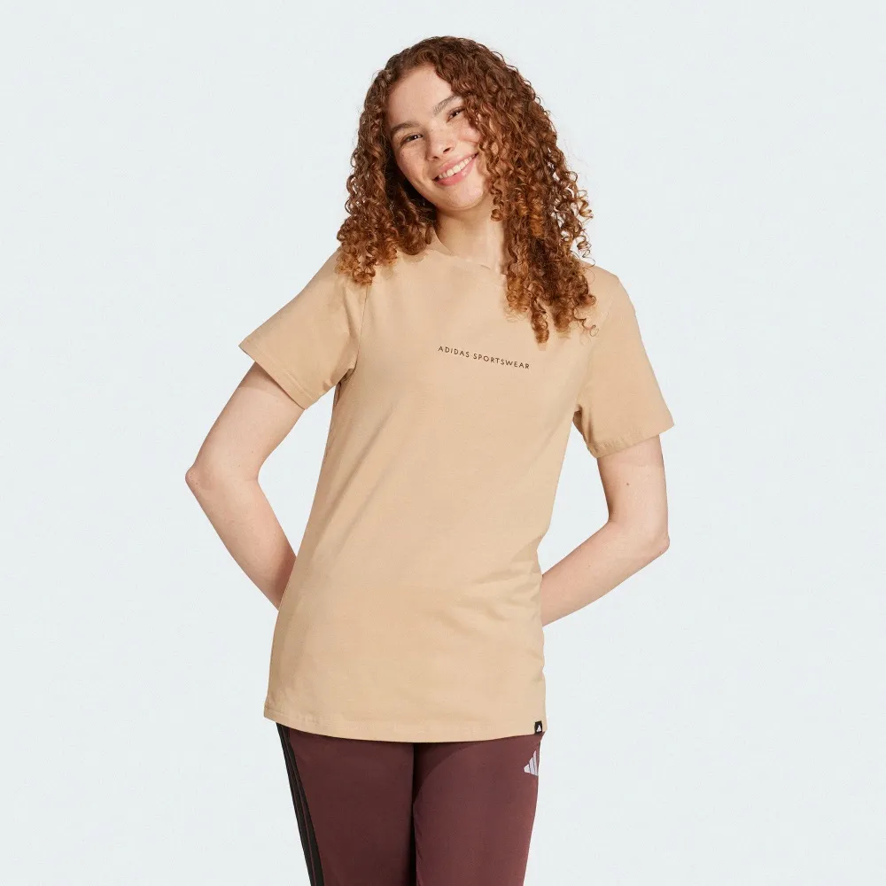 【adidas 愛迪達】短袖上衣 女 W C DDL CAMP T 卡其 JX5324