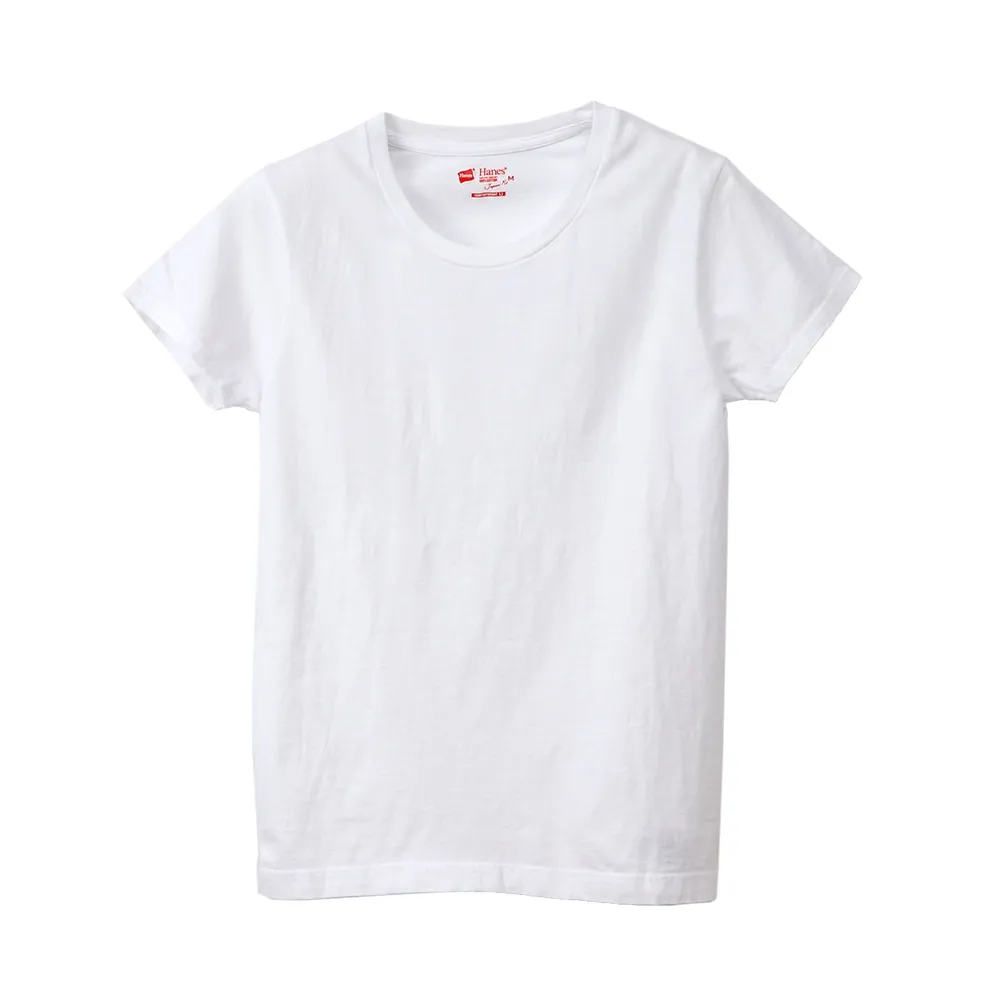 【Hanes】官方直營 女款-JAPAN FIT系列 純棉素面短袖圓領T恤2入組-白色(HW5310-010)-出清品