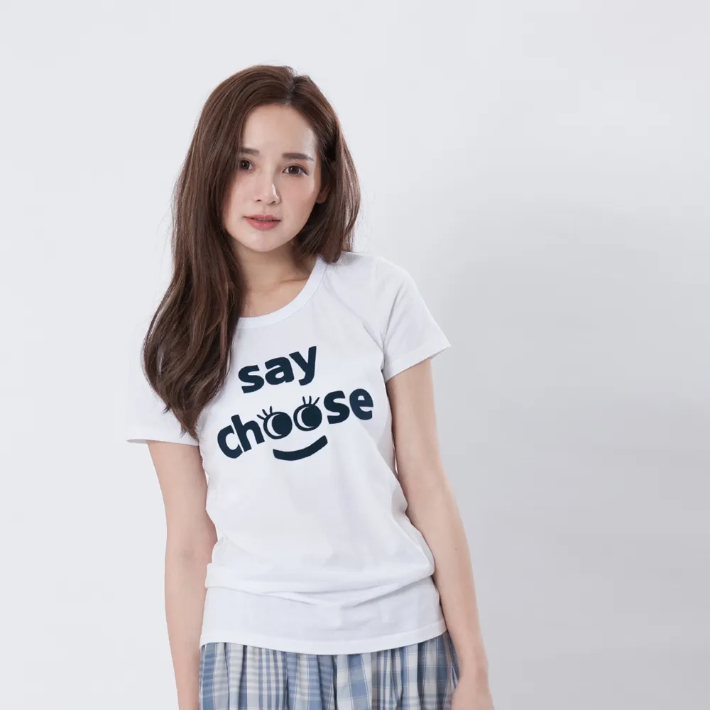 【so that’s me 好我】Say cheese 短袖蜜桃棉女Tee(合身版型蜜桃棉舒適手感)