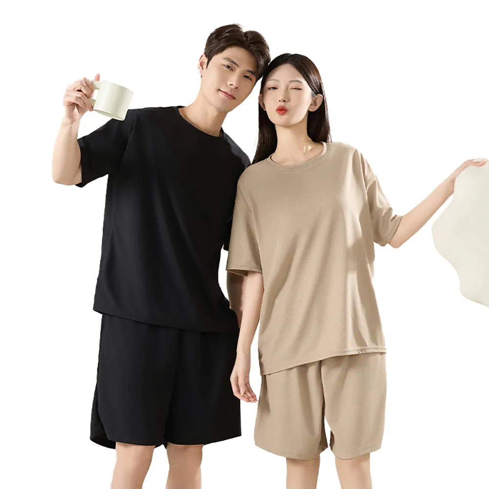 【Jun Jun】華夫格純色睡衣成套家居服(短袖短褲家居服居家服)