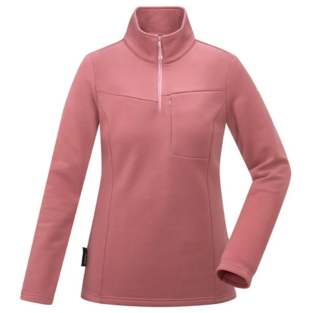 【ATUNAS 歐都納】女 POLARTEC THERMAL Pro 保暖長袖半開襟拉鍊衫.中層衣(A1PS2523W 灰粉)