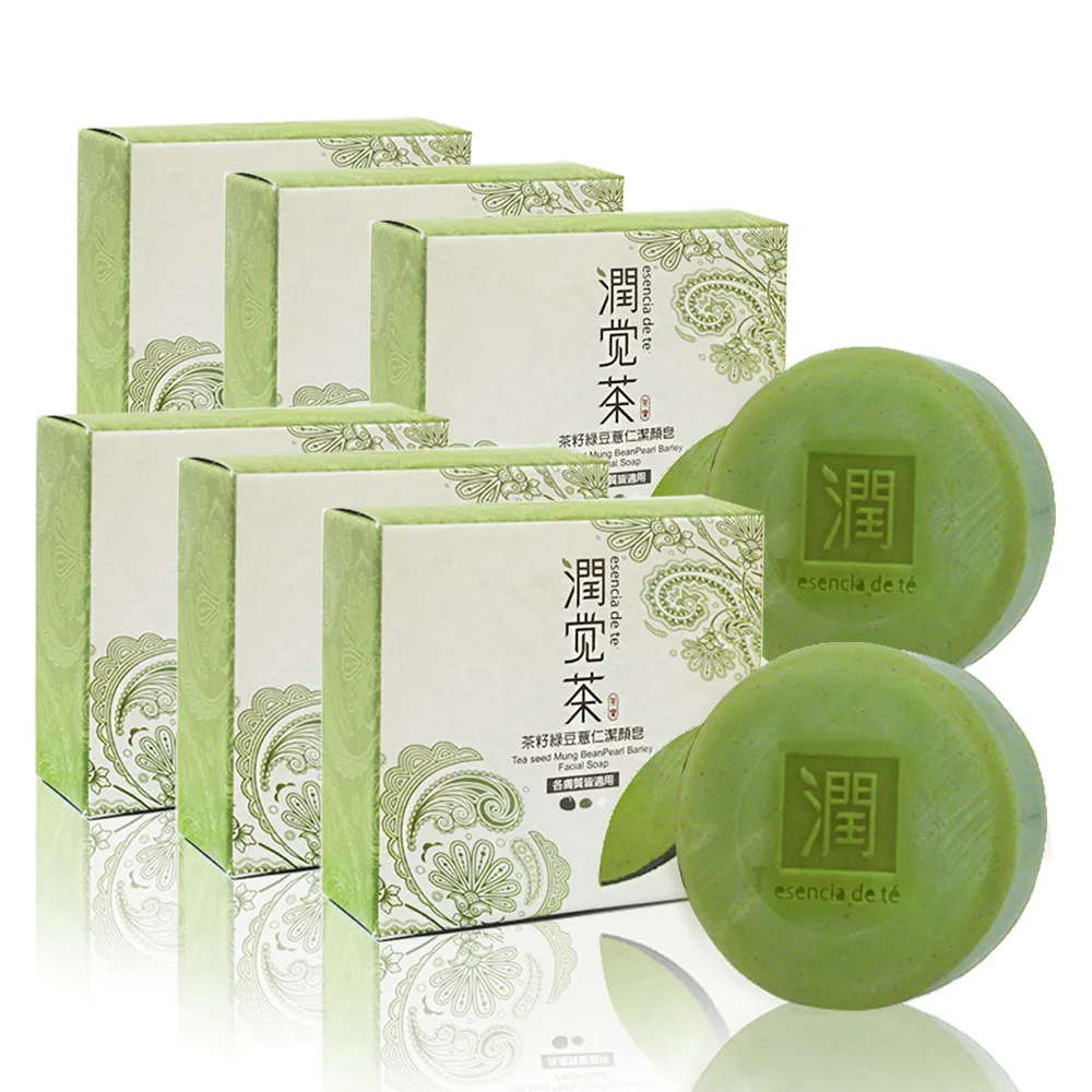 【TEAPOWER 茶寶】潤覺茶 茶籽綠豆薏仁潔顏皂100g 6入組