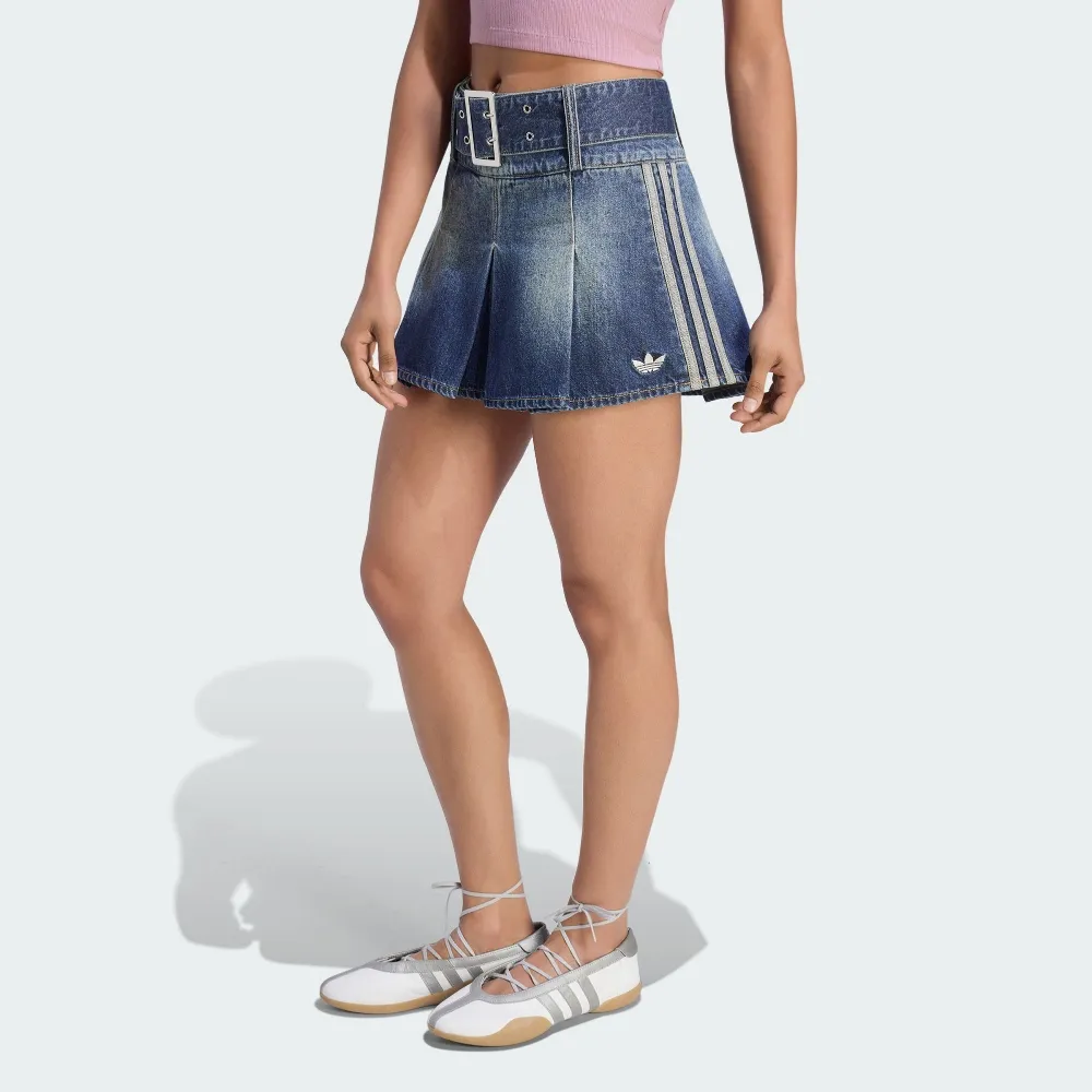 【adidas 愛迪達】STREET 短裙 KX3049 女款ORIGINALS復古街頭牛仔百褶短裙