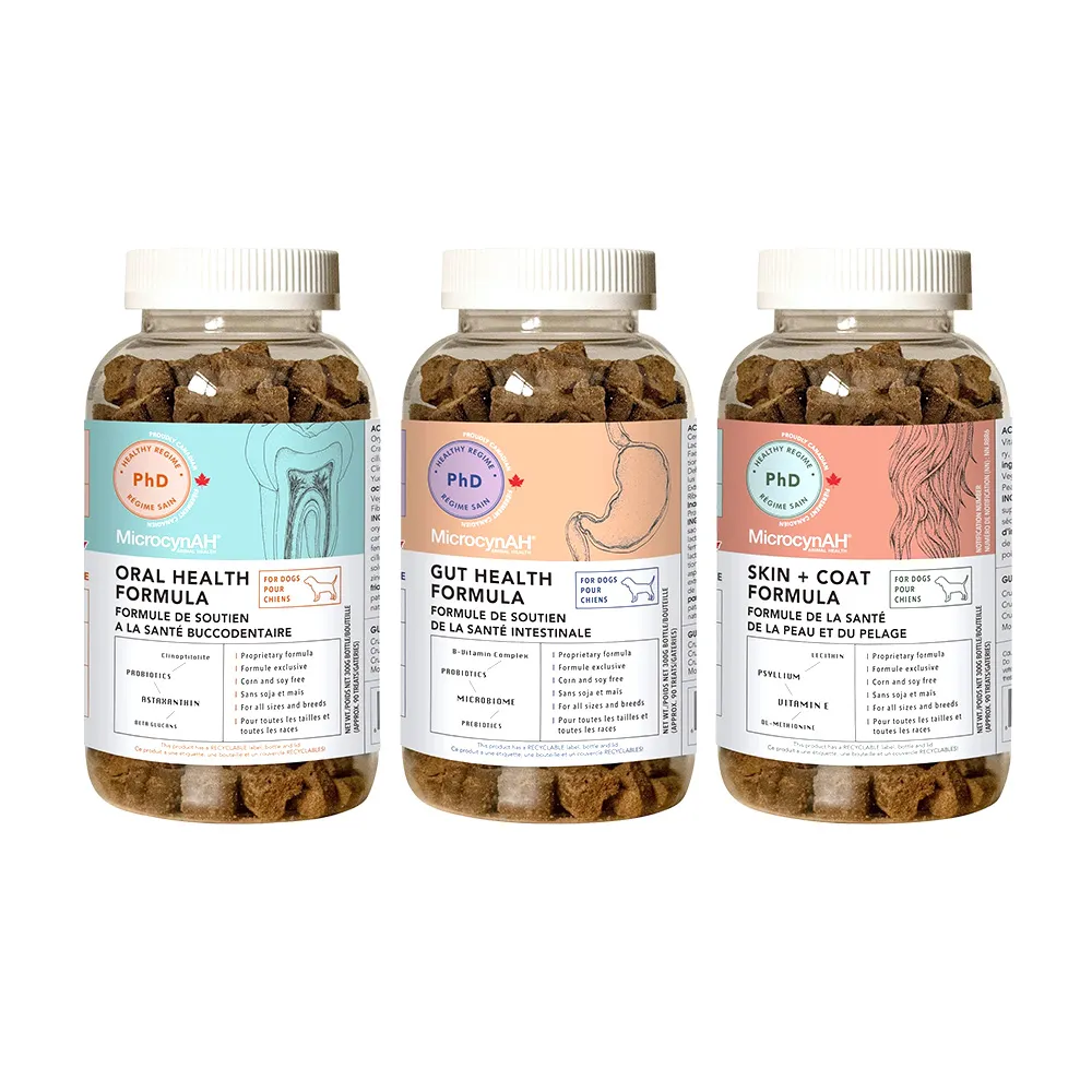 【MicrocynAH 麥高臣】犬用保健軟嚼肉塊-益健腸/益健毛/益健齒