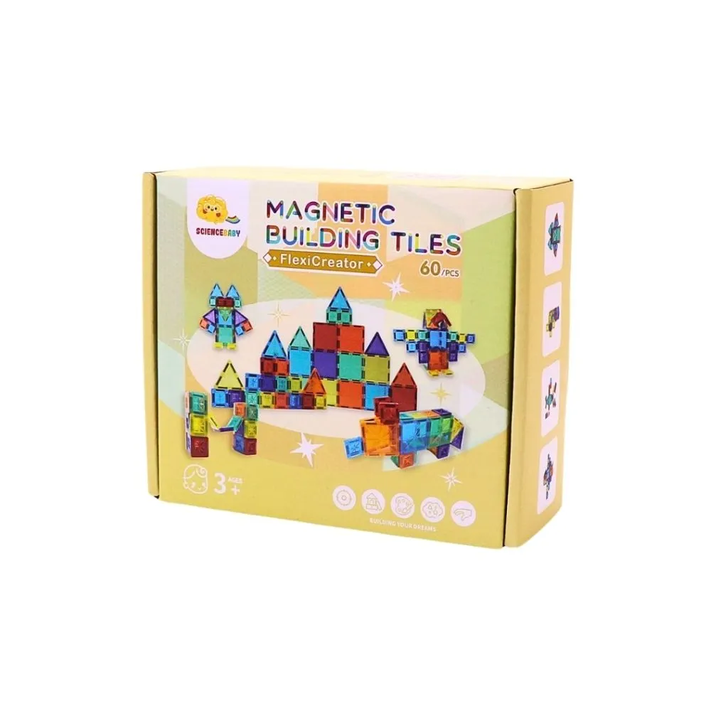 【ScienceBaby】雪鑽磁力片 創意家60PCS(MNTL Connetix相容)