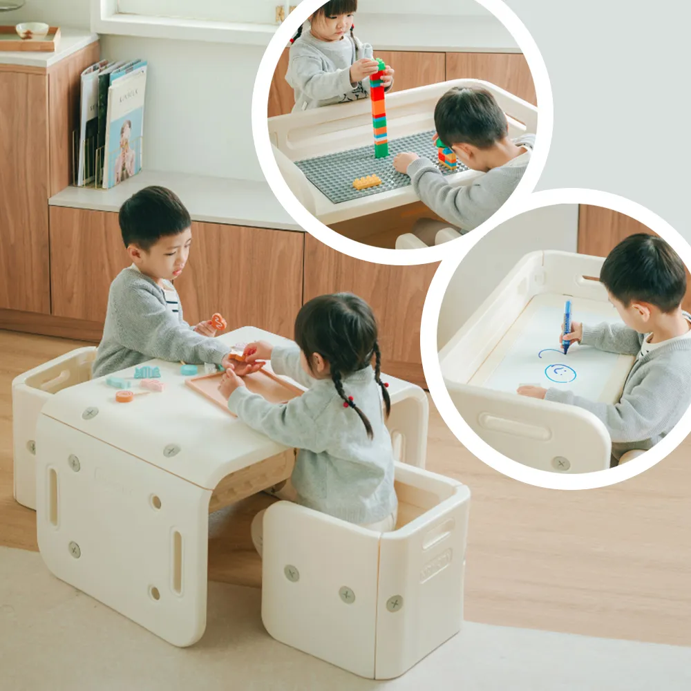 【KIDMORY】百變翻轉多功能兒童桌椅組 一桌二椅 KM-586(繪畫桌椅/遊戲桌椅/學習桌椅/收納櫃)