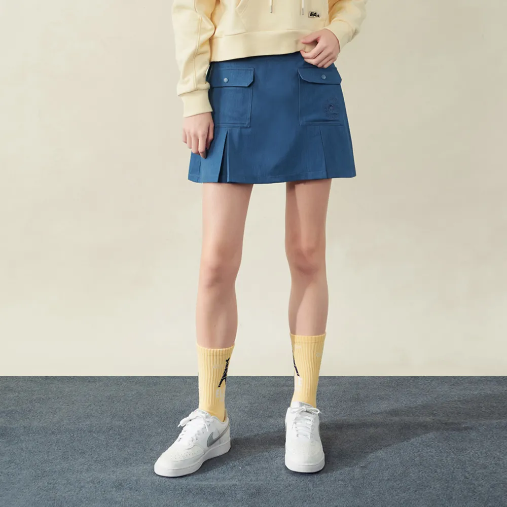【ELLE ACTIVE】女款 工裝風口袋短褲裙-藍色(EA25A2W2102-35)