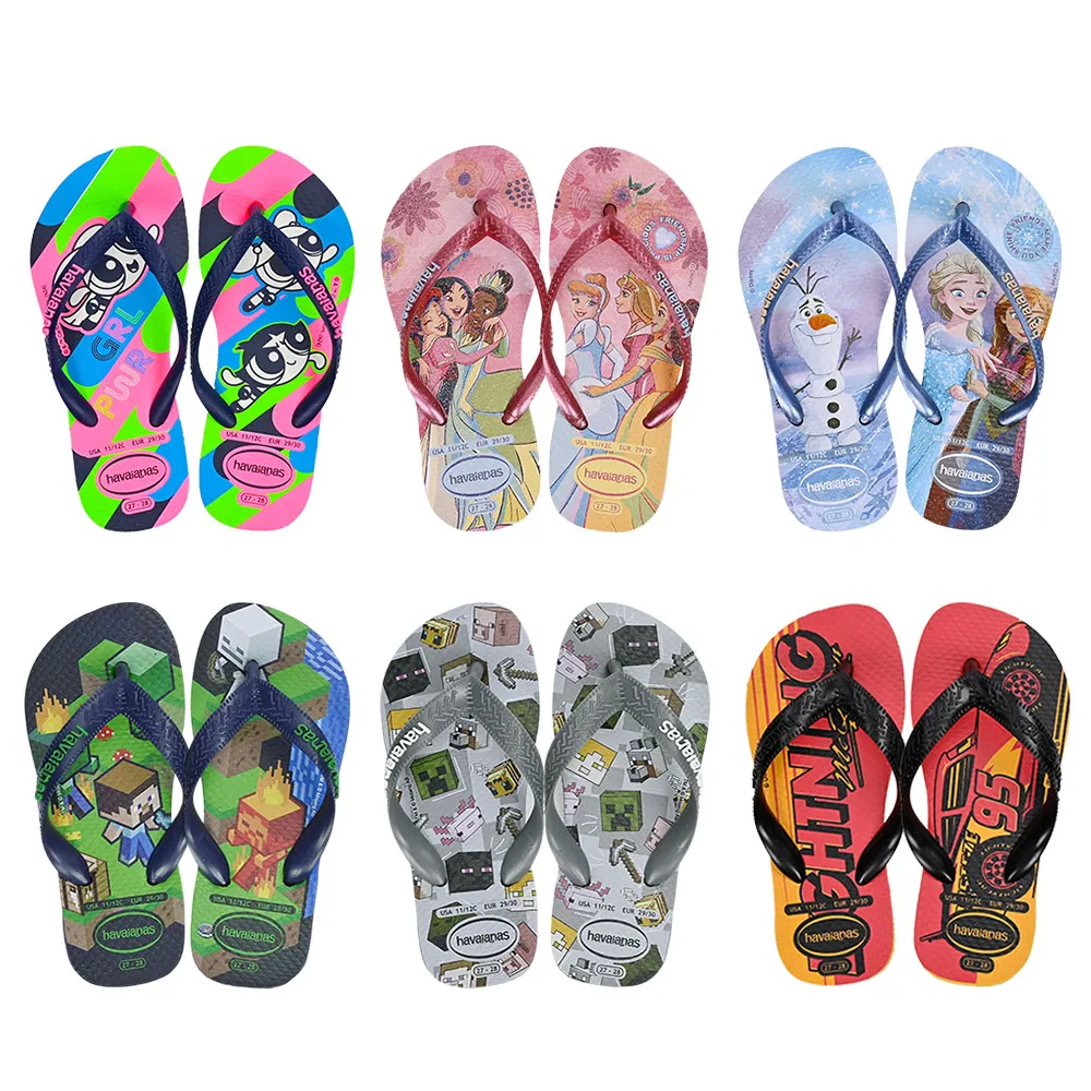 【havaianas 哈瓦仕】兒童拖鞋 女童 男童 麥塊 艾莎Elsa 創世神 公主拖鞋 小女警 麥坤(人字拖 兒童夾腳拖)
