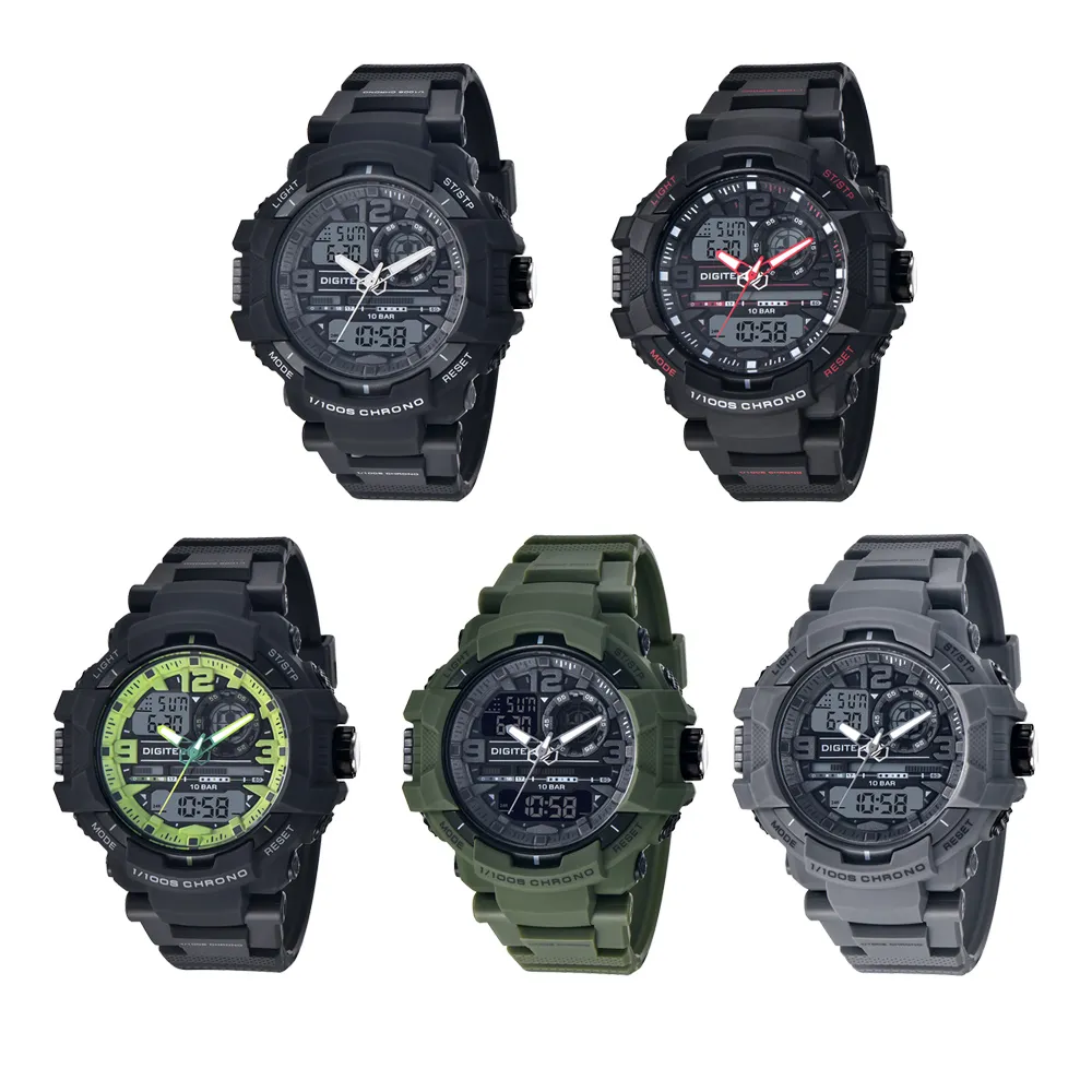 【DIGITEC】數碼科技 DA-2175T 運動硬漢多功能雙顯防水電子錶